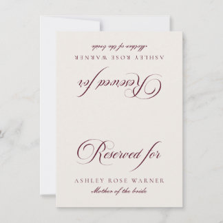 Carte de table réservée mariage Bourgogne ivoire c