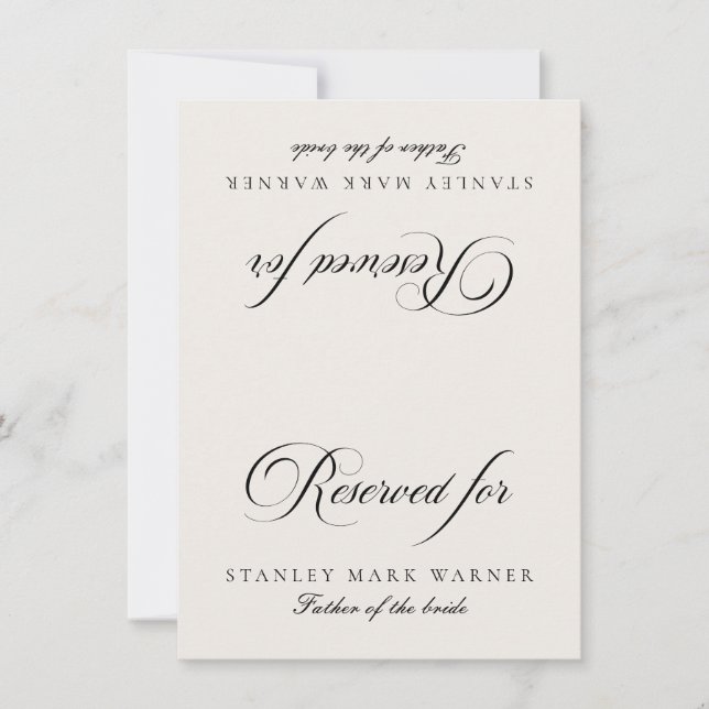 Carte de table réservée pour mariage classique ivo (Devant)