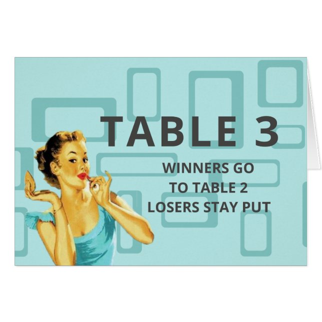 Carte de table rétro Bunco pour la table 3 (Devant Horizontal)