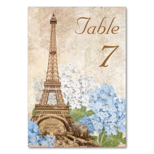 Carte de table romantique Vintage Paris Blue Hydra (Par défaut)