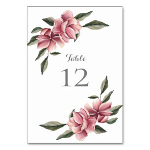 Carte de table rose et blush Magnolia délicat