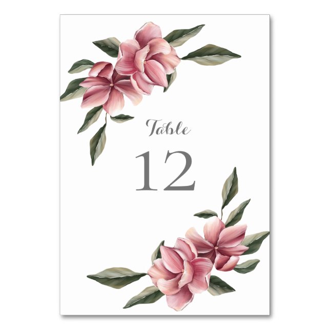 Carte de table rose et blush Magnolia délicat (Par défaut)