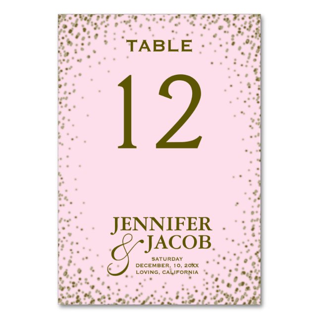 Carte de table | Rose et or (Dos)