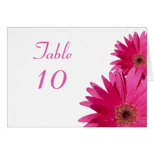 Carte de table rose Gerbera Daisy Mariage blanc
