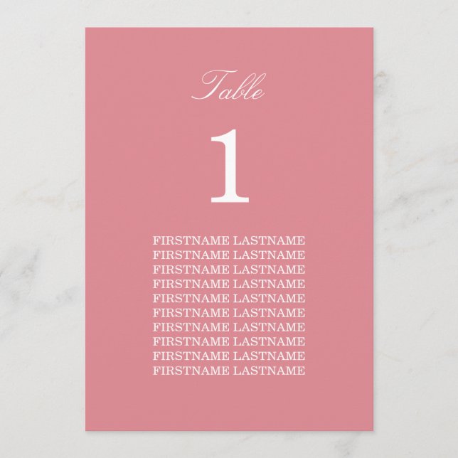 Carte de table rose pâle pour les noms d'invités (Devant)