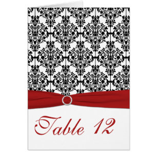 Carte de table rouge, blanche et noire Damas