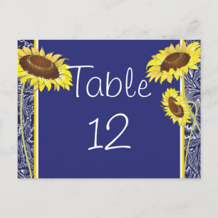 Carte de table Royal Blue and Yellow Sunflowers