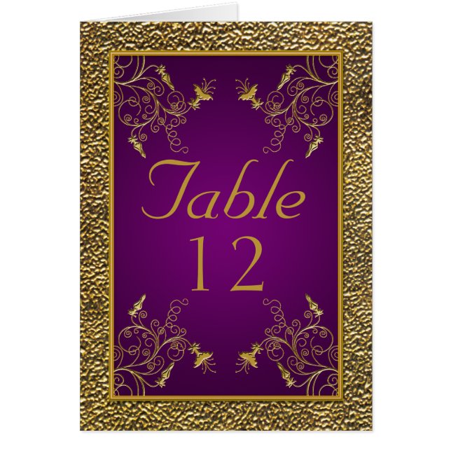 Carte de table royale violet et or (Devant)