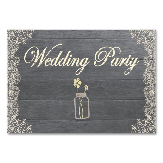 Carte de table Rustic Mason Jar et Lace Wedding Pa (Devant)