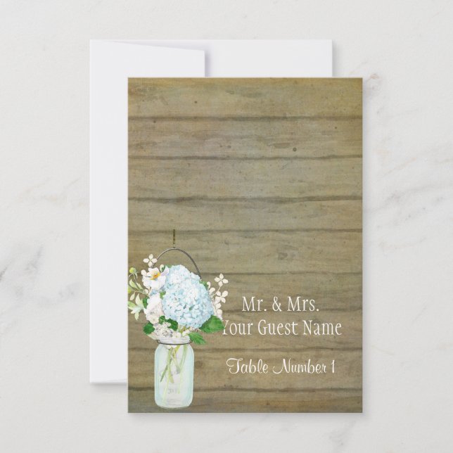 Carte de Table Rustique Campagnard Pot Mason Bleu  (Devant)