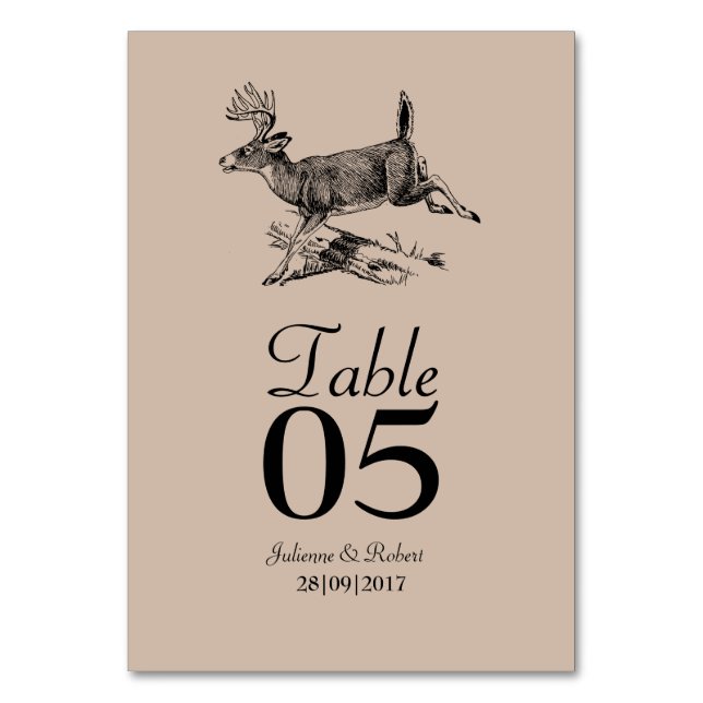 Carte de table Rustique Mariage de forêt de cerfs (Par défaut)