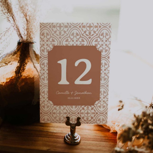 Carte de table Rustique Mariage en terre cuite (Rustic Terracotta Wedding Table Number)
