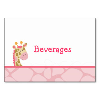 Carte de table Safari fille Giraffe rose