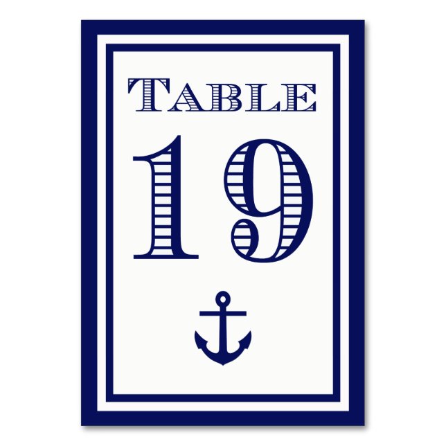 Carte de table simple à cadre bleu marine avec anc (Par défaut)