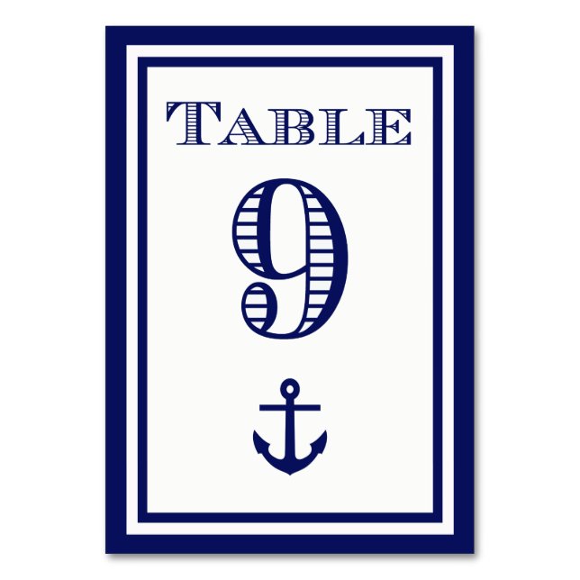Carte de table simple ancre encadrée bleu marine # (Par défaut)