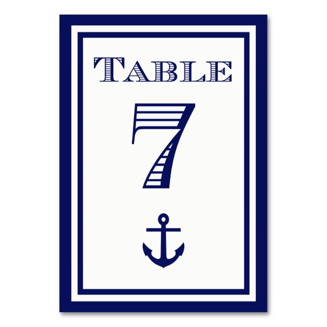 Carte de table simple ancre encadrée bleu marine # (Par défaut)