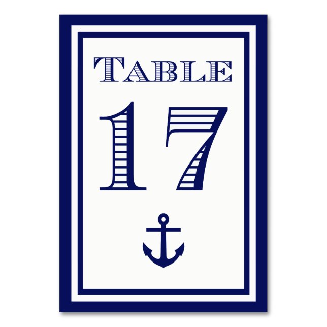 Carte de table simple ancre encadrée bleu marine # (Par défaut)