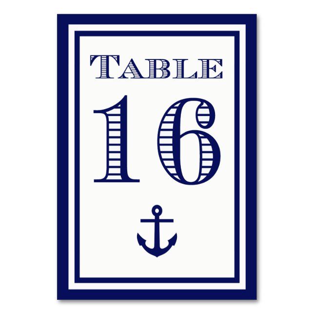 Carte de table simple ancre encadrée bleu marine # (Par défaut)