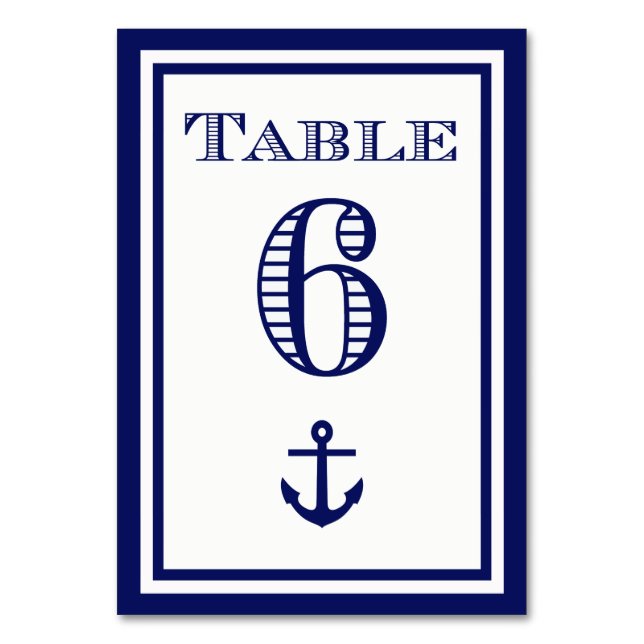 Carte de table simple ancre encadrée bleu marine # (Par défaut)