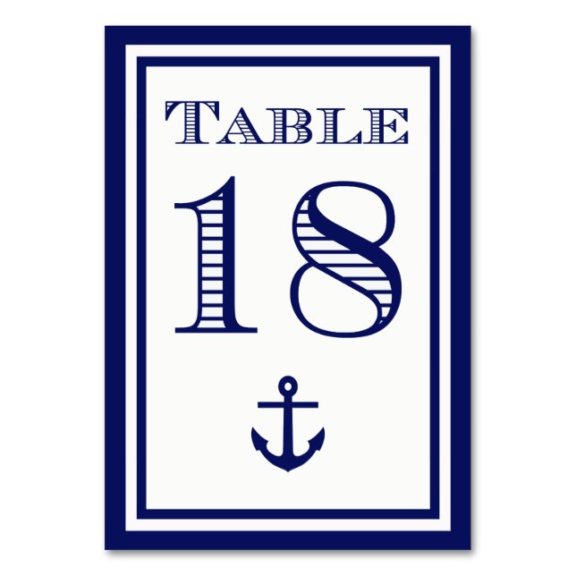 Carte de table simple ancre encadrée bleu marine # (Par défaut)