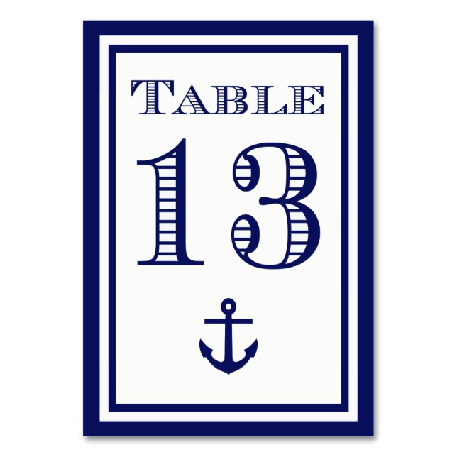 Carte de table simple ancre encadrée bleu marine # (Par défaut)