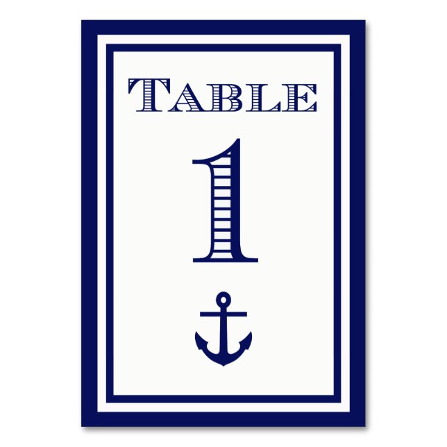 Carte de table simple ancrée encadrée bleu marine  (Par défaut)