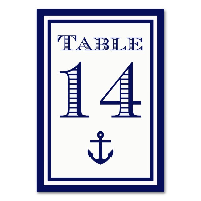 Carte de table simple ancrée encadrée bleu marine  (Par défaut)