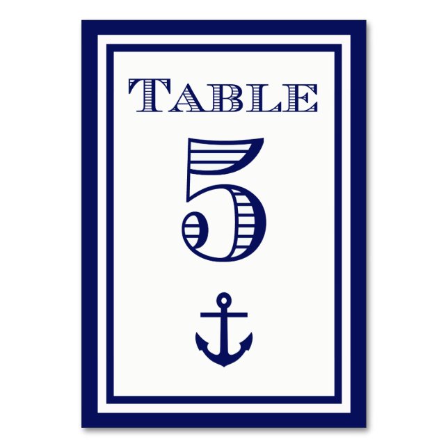 Carte de table simple encadrée bleu marine avec an (Par défaut)