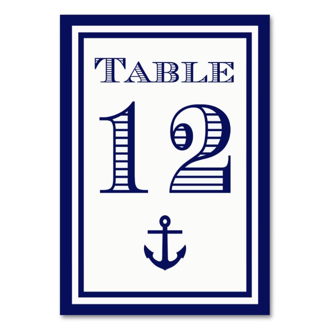 Carte de table simple encadrée bleu marine avec an (Par défaut)