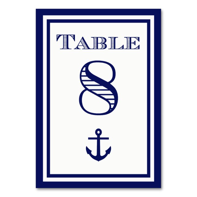 Carte de table simple encadrée bleu marine avec an (Par défaut)