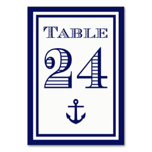 Carte de table simple encadrée bleu marine avec an