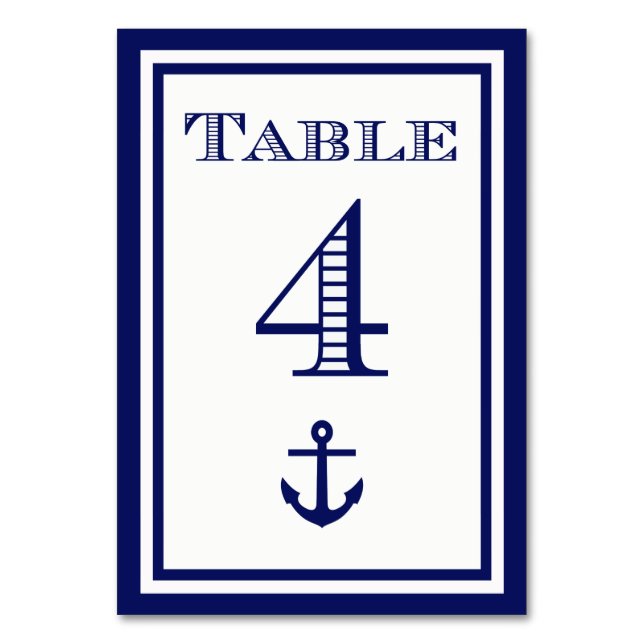 Carte de table simple encadrée bleu marine avec an (Par défaut)
