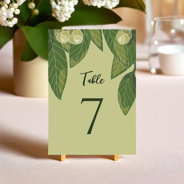 Carte de table simple et élégante avec verdure (Lush Flower and Greenery Elegant Table Card)