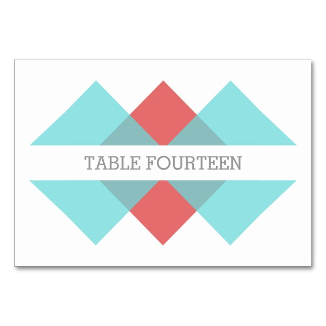 Carte de table tribord géométrique rouge turquoise (Devant)