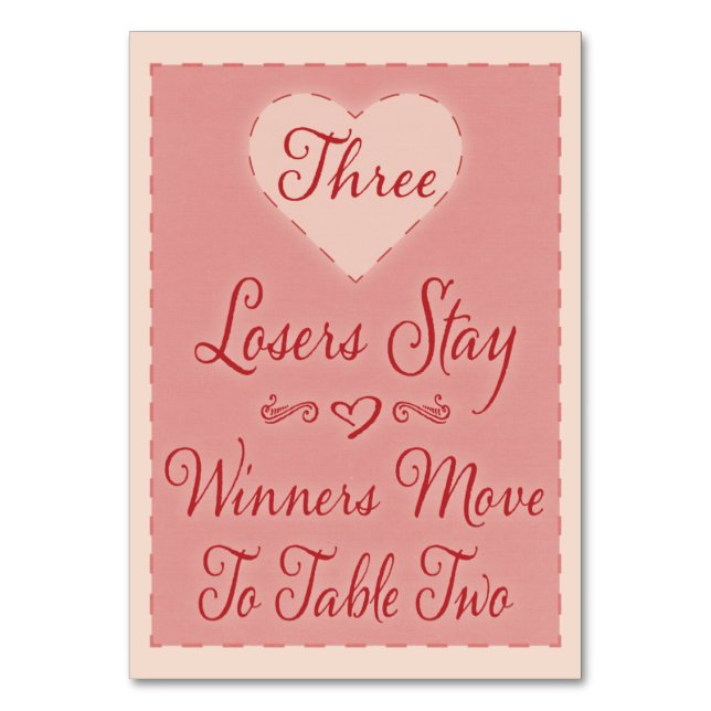 Carte de table Valentine Heart Bunco #3 (Par défaut)