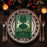 Carte de table verte Royal Medieval Lion Mariage<br><div class="desc">Célébrez votre journée spéciale avec ce design Mariage Royal Medieval Lion. Les articles sont imprimés exactement comme ils apparaissent sur votre écran lorsque vous ajoutez au panier, donc personnalisez et ajoutez chaque numéro de table dont vous avez besoin à votre panier individuellement. Objets correspondants dans notre boutique pour un thème...</div>
