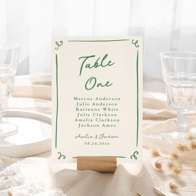 Carte de table verte tirée à la main (Créateur téléchargé)