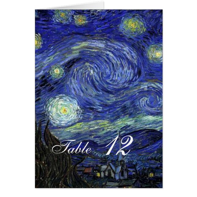 Carte de table. Vincent van Gogh, Nuit étoilée (Devant)