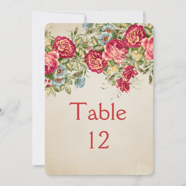 Carte de table vintage Bloom Roses (Devant)