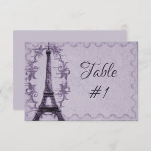 Carte de table violette Eiffel Tower