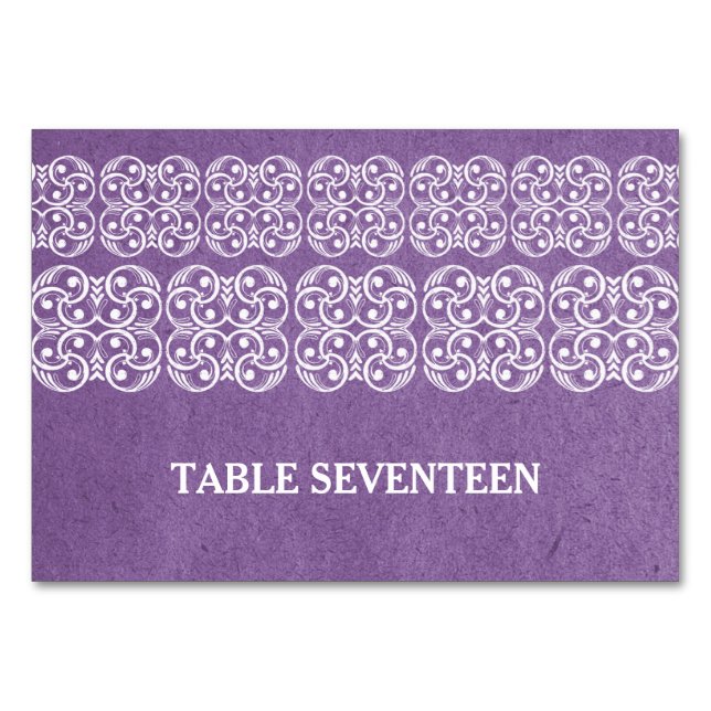 Carte de table violette moderne de Bohême (Devant)