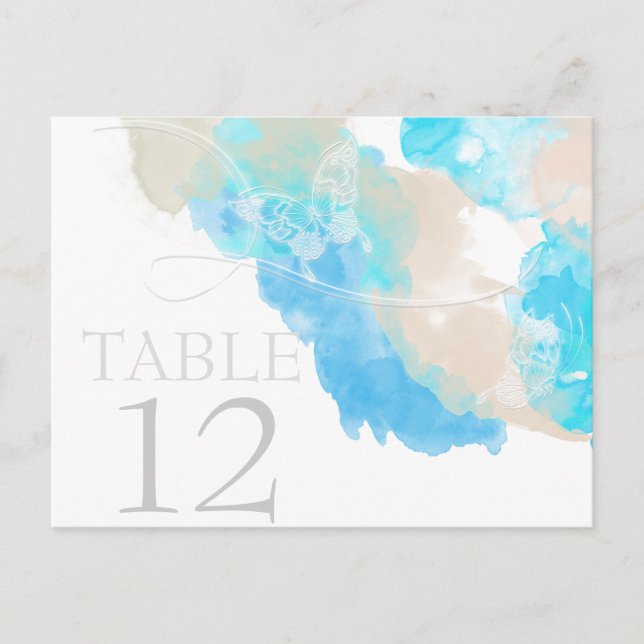 Carte de table Watercolor Butterfly Ocean Shore (Devant)