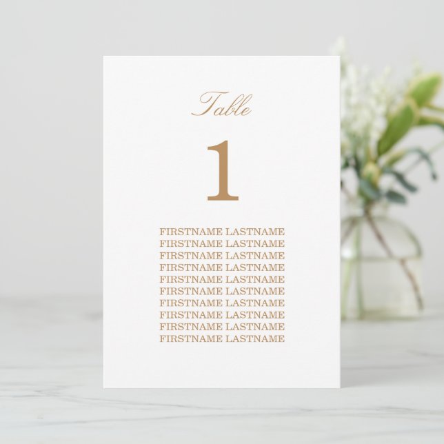 Carte de table White Golden Beige Guiness Name (Debout devant)