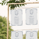 Carte de tableau de bord Monogramme bleu Vintage C<br><div class="desc">Dusty Blue Monogram Floral Vintage Crest Mariage Numéro de table Cartes de siège Carte avec nom d'invité. Tous les textes sont pré-arrangés pour que vous personnalisiez facilement et rapidement avec vos propres détails.</div>