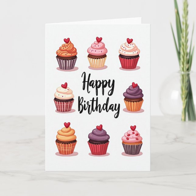 Carte de tableau de gâteaux d'anniversaire doux (Devant)
