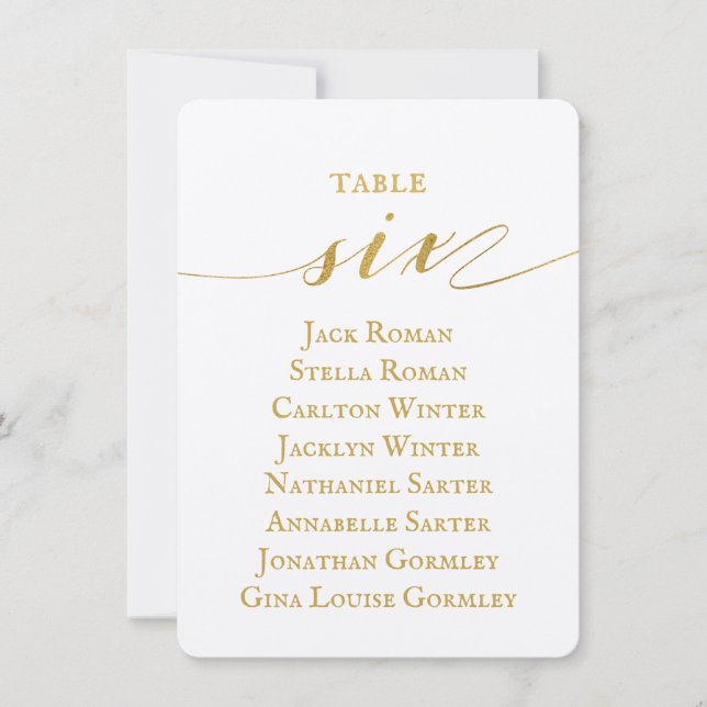Carte de tableau de mariage à calligraphie dorée (Devant)