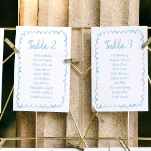 Carte de tableau de siège bleu clair tirée à la ma