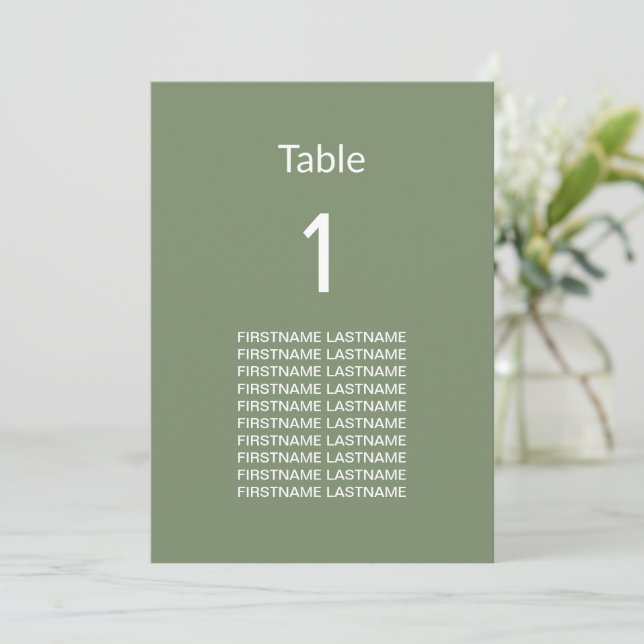 Carte de tableau des noms d'invités verts de Sage  (Debout devant)