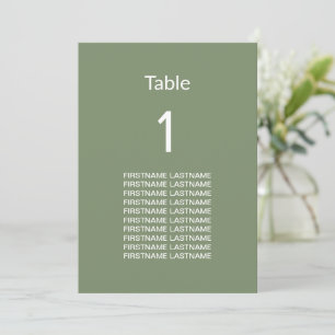 Carte de tableau des noms d'invités verts de Sage