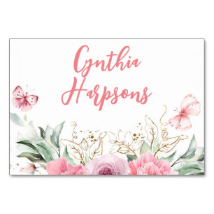 Carte de tableau Pink Floral individuels Nom d'inv